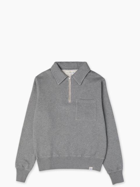 MERZ B. SCHWANEN ZIPC01 ZIP COLLAR SWEATSHIRT GREY MELANGE