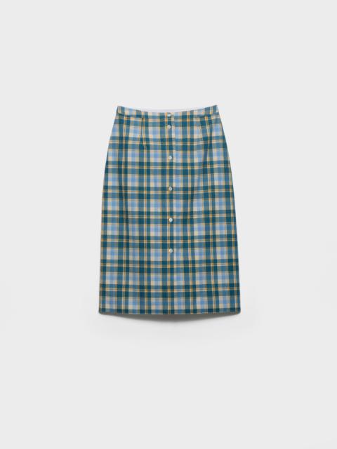 Plaid cotton pencil skirt