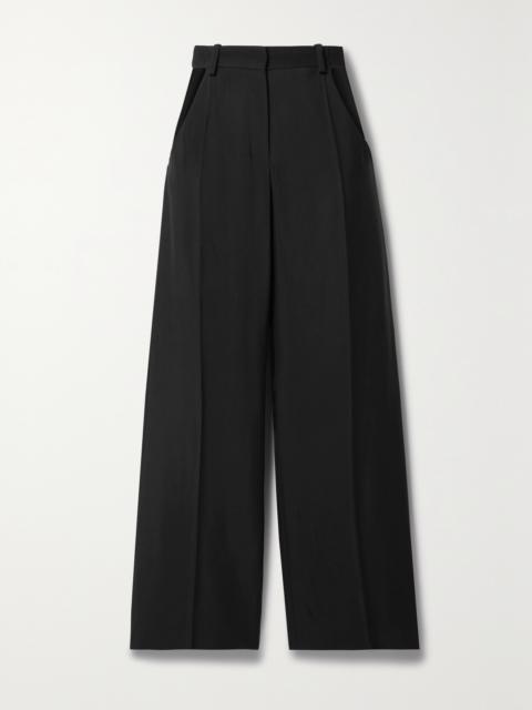 Cutout Twill Straight-leg Pants