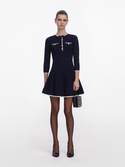 Navy Bow Knit Mini Dress