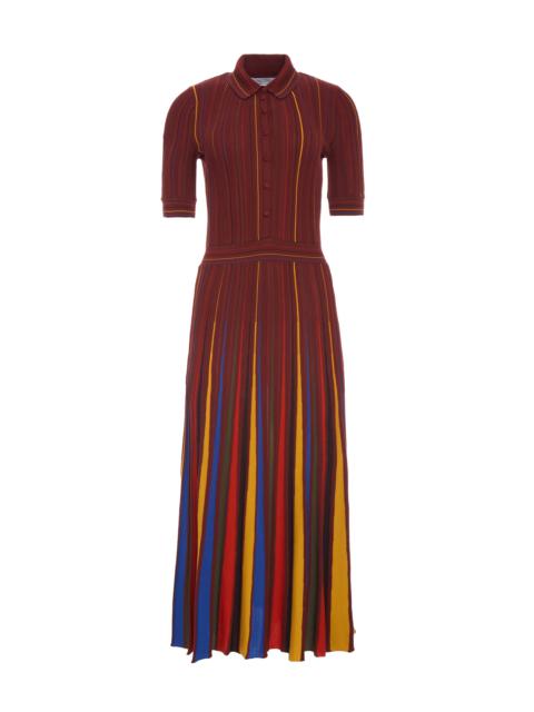 Calypso Pinstripe Knit Midi Dress Burnt Sienna Merino Wool