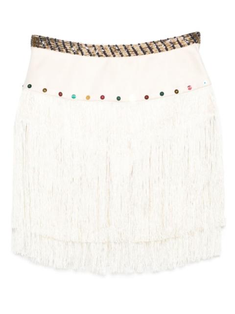 Raffle beaded fringe mini skirt