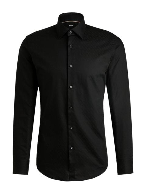 SLIM-FIT SHIRT IN ITALIAN COTTON WITH JACQUARD MONOGRAMS
