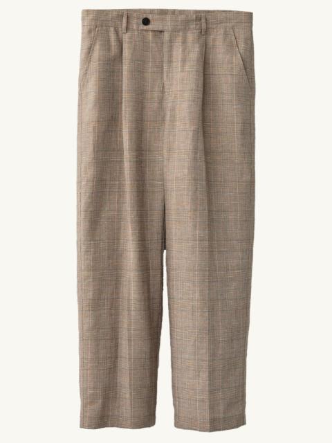 PLAID LINEN PLEATED TROUSER
