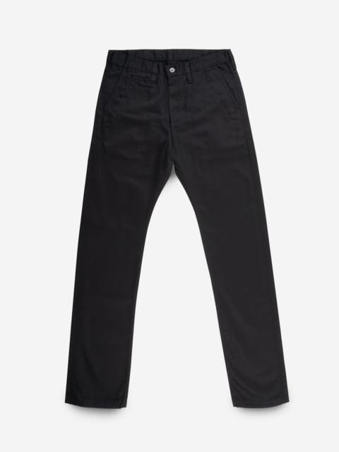 IH-727-BLK 9OZ MERCERISED SELVEDGE COTTON RELAXED TAPERED CUT CHINOS - BLACK