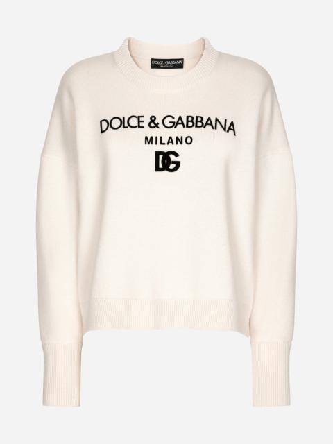 Cashmere sweater with flocked DG logo