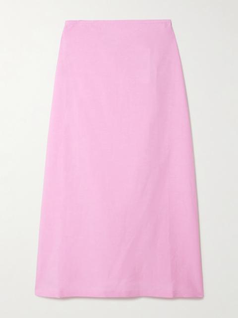 Tie-side Woven Midi Skirt