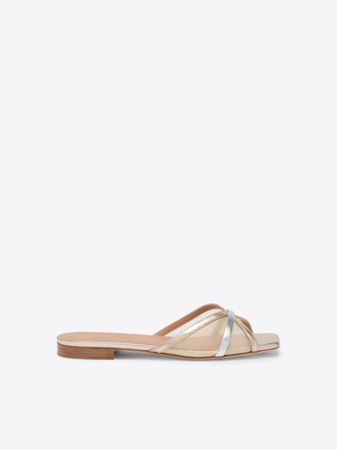 Perla Champagne & Silver Mesh Flat Sandals