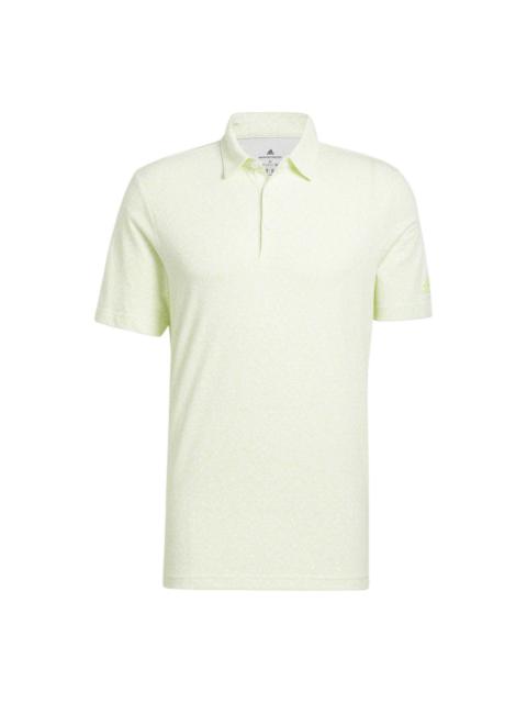 adidas SS22 Small Geometry Pattern Printing Short Sleeve Light Green Polo Shirt HA9172