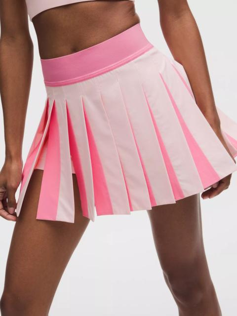 Peek-A-Boo Pleat Mid-Rise Tennis Skirt