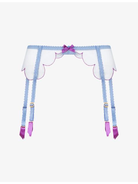 Lorna Bow-Embellished Mesh Suspender Belt
