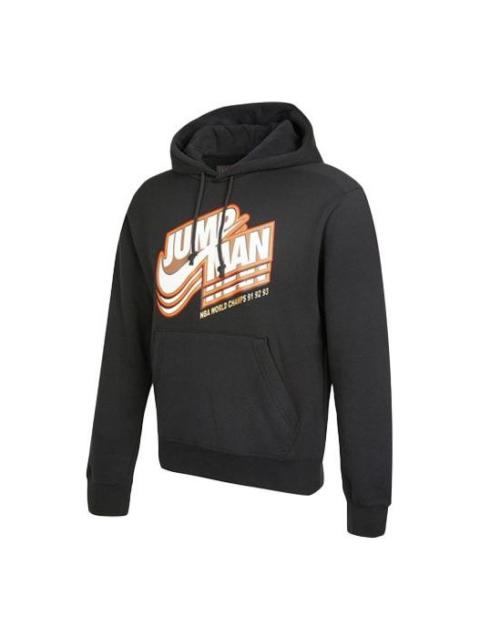 Men's Air Jordan Logo Pattern Fleece Lined Printing Loose Black DC9605-010