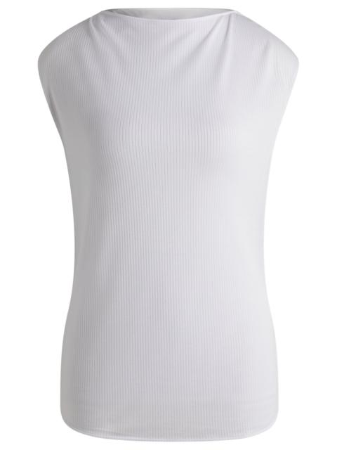 SLEEVELESS T-SHIRT WITH RIBBED FRONT