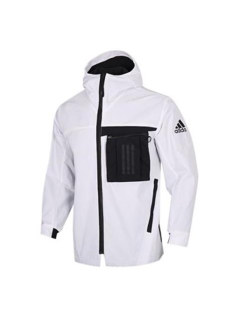 adidas Zipper Cargo Woven Fleece Lined Jacket White FM9394