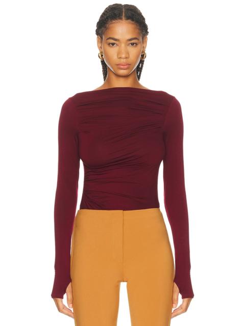 Fluid Jersey Draped Boatneck Top