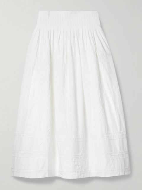 Camden Pleated Cotton-poplin Midi Skirt