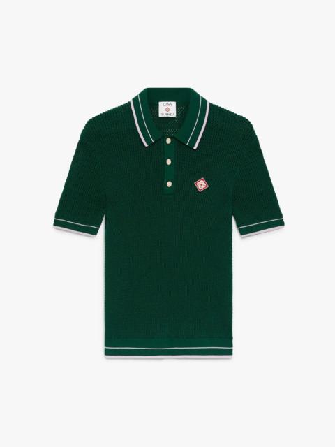 Green Crochet Short Sleeve Polo Shirt | Casablanca Paris