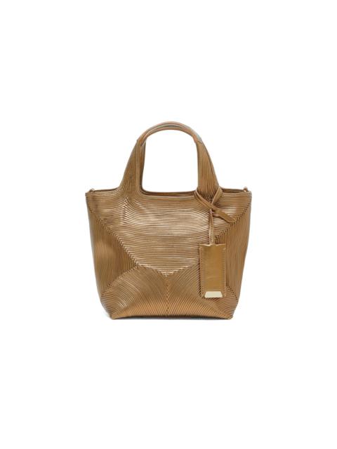 Gold laminated leather handbag