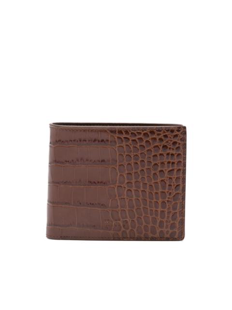 croc-embossed bi-fold wallet