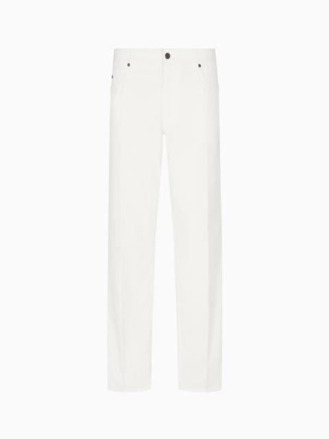 J76 STRAIGHT-FIT FIVE-POCKET WASHED TWILL TROUSERS