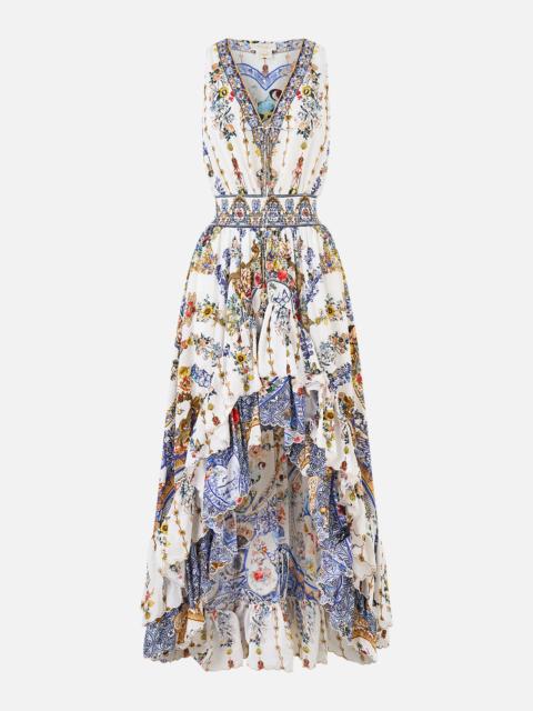 V NECKLINE HIGH LOW DRESS