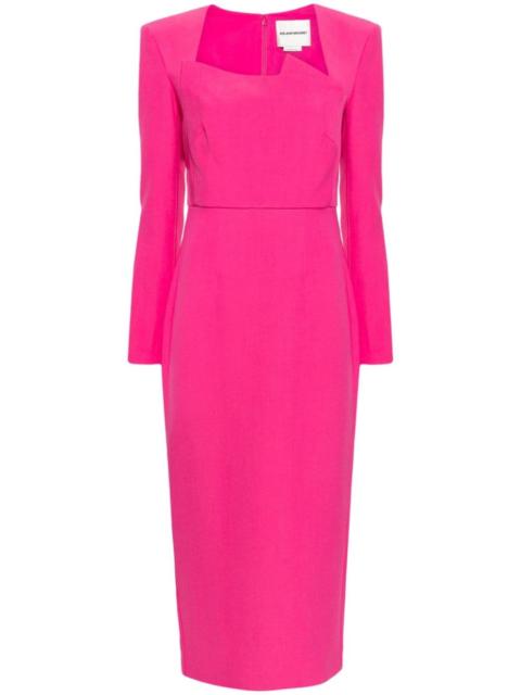 long-sleeve crepe midi dress