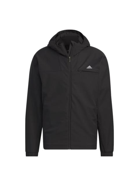 Aadidas Regular Fit 3-Layer Bonded Fleece Hooded Full-Zip Jacket 'Black' IK7347