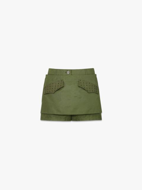 Skirt-Layered Shorts in ECONYL® and Monogram Print Leather
