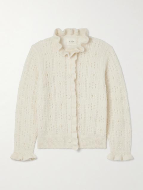 Claudie Ruffled Pointelle-knit Alpaca-blend Cardigan