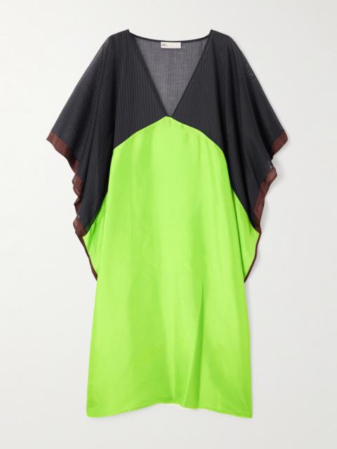 Striped Cotton-voile And Silk-satin Kaftan