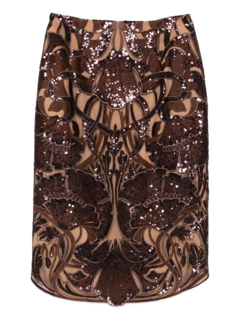 sequin floral midi skirt