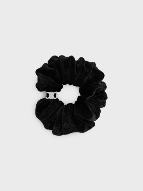 Celine Stamped Scrunchy in Polyester and Brass with Rhodium Finish
