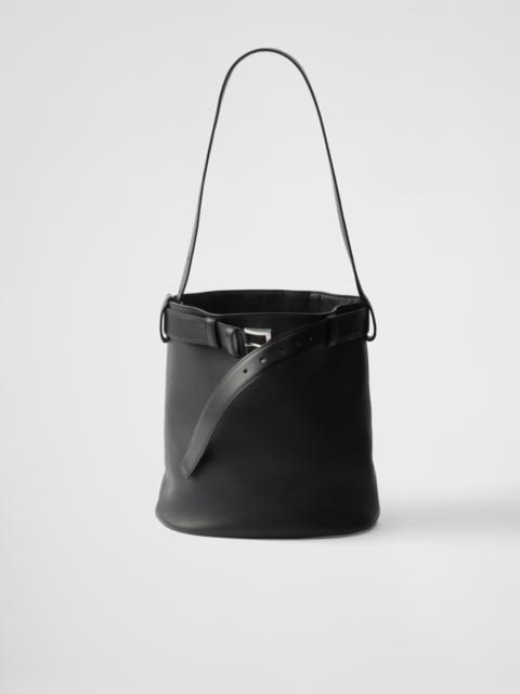 Prada Buckle leather bucket bag with belt