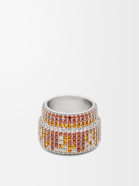 Large Pavé ring in sterling silver and crystals