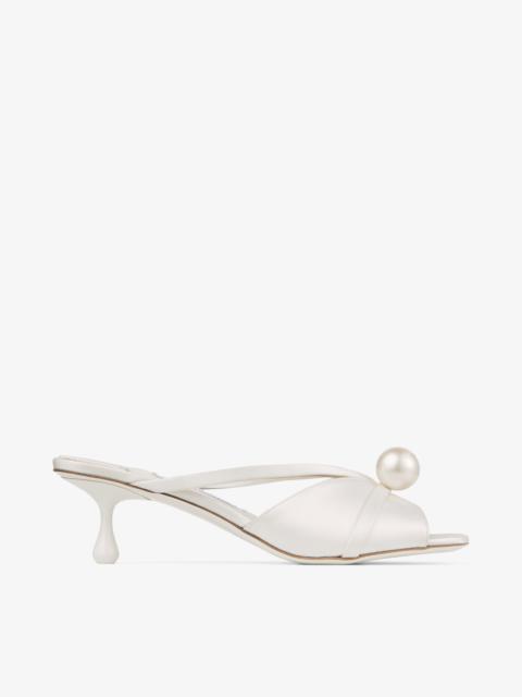 Siva Mule 50
Ivory Satin Mule with Pearl Embellishment