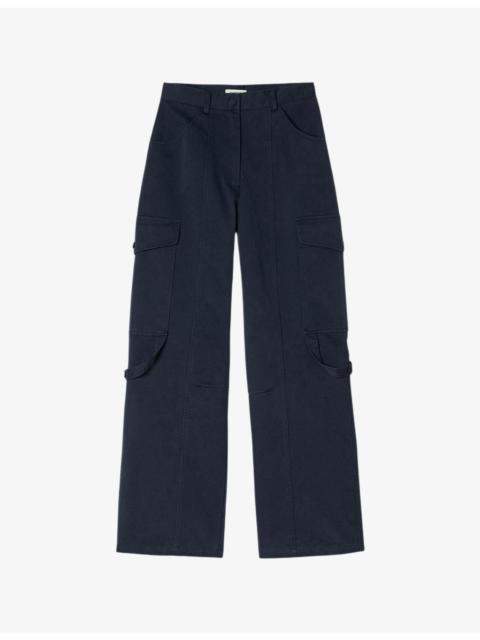 Pocket-embellished straight-leg cotton cargo trousers