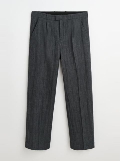 Slack Trouser Stone Grey Plisse Wool