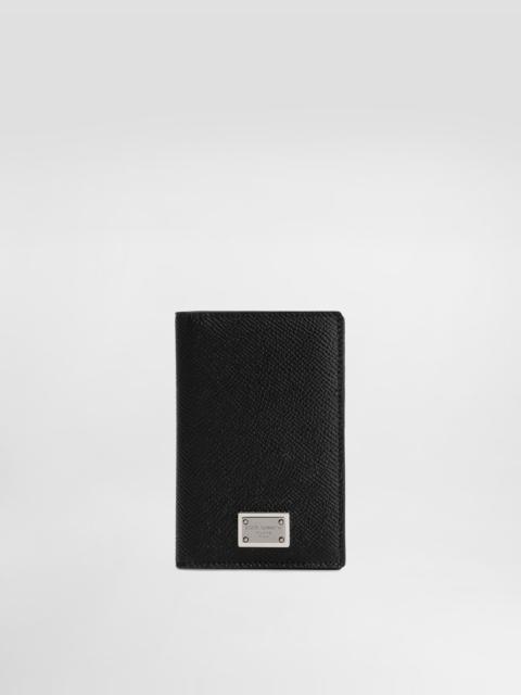 Dauphine-print calfskin bifold card holder