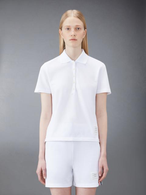 White Classic Pique Center Back Stripe Relaxed Fit Short Sleeve Polo