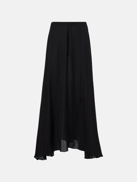 Flared silk maxi skirt