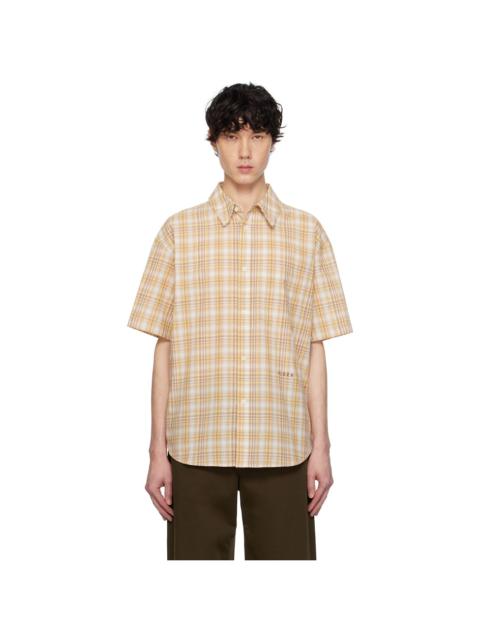 Yellow & Off-White Madras Check Half Shirt