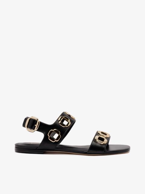 Milan Flat Sandal In Black Leather