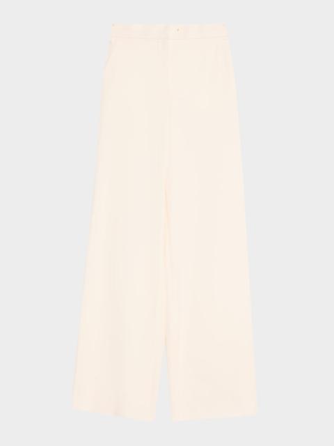 Dentice Wide-Leg Stretch Cotton Twill Pants