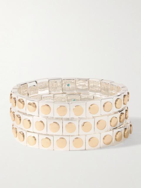 Stud Set-of-three Gold And Silver-tone Bracelets