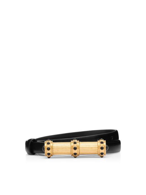 PALMELLATO-EFFECT LEATHER CABOCHON BELT