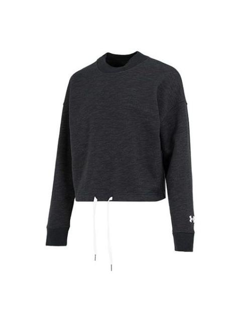 (WMNS) Under Armour Essential Script Crew Sweatshirt 'Black' 1374108-001