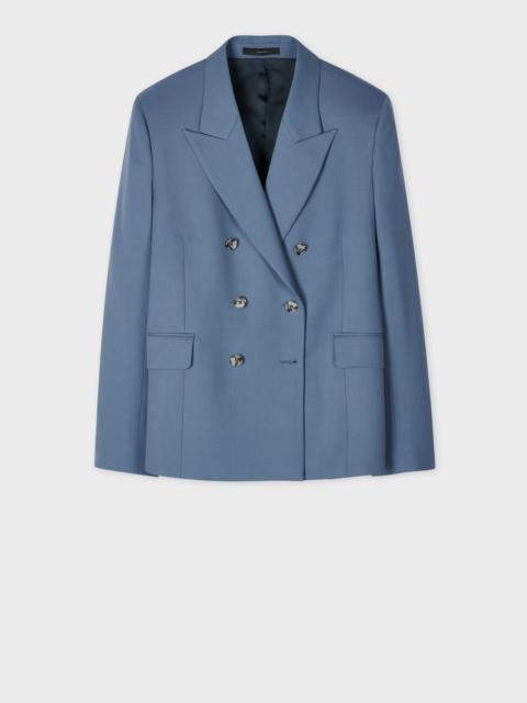 Women's A Suit To Travel In - Steel Blue Wool Double Breasted Blazer