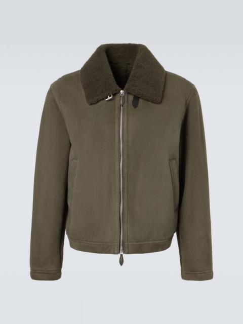 Shearling-trimmed suede blouson jacket