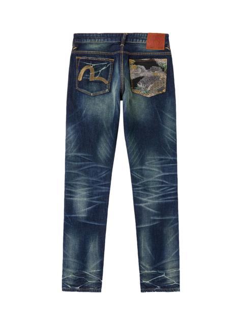 Brocade Patched Pocket Jeans #2017