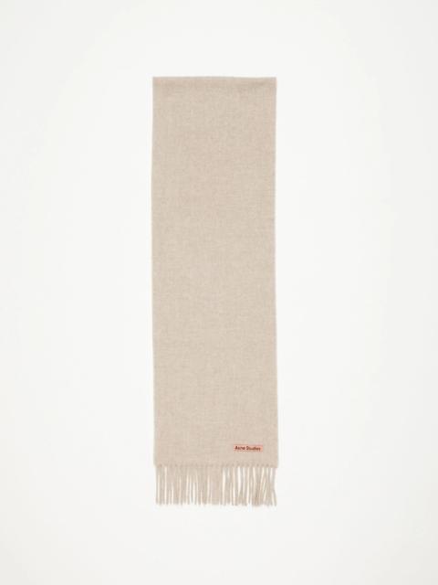 Fringe wool scarf - skinny - Oatmeal melange